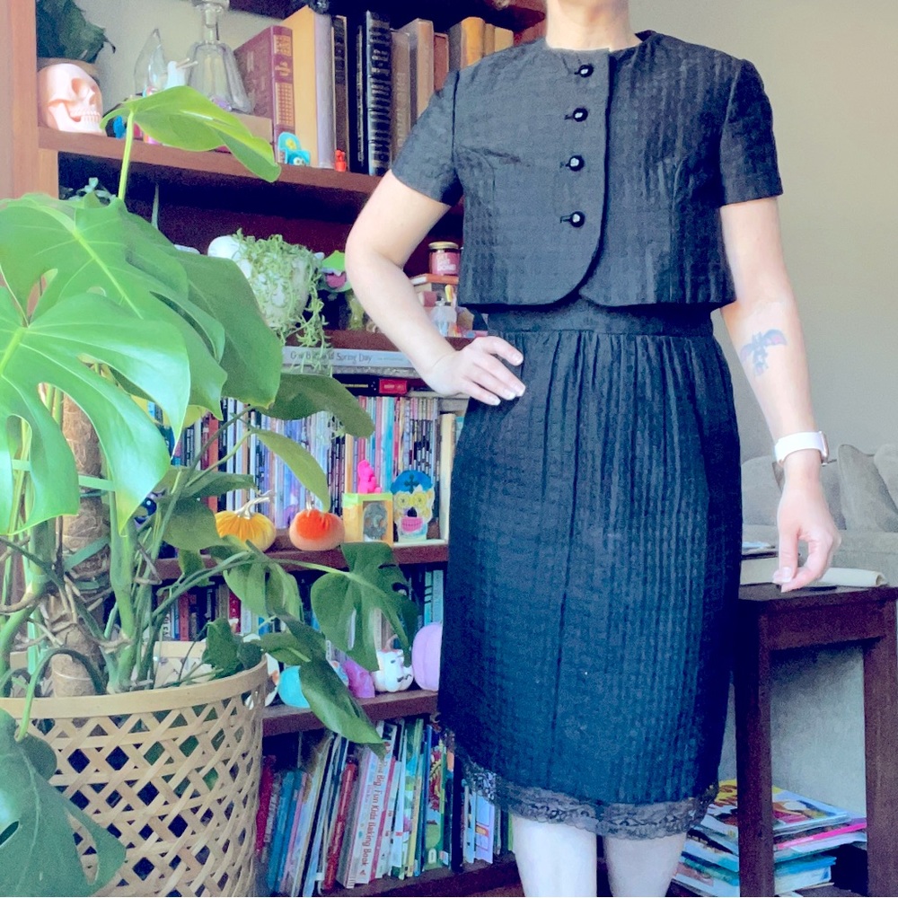 Vintage MCM black pencil dress Saks Fifth Avenue